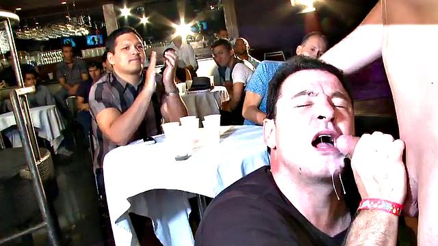 Amateur stripper sucked in public