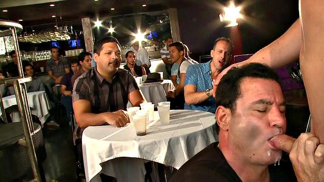 Amateur stripper sucked in public