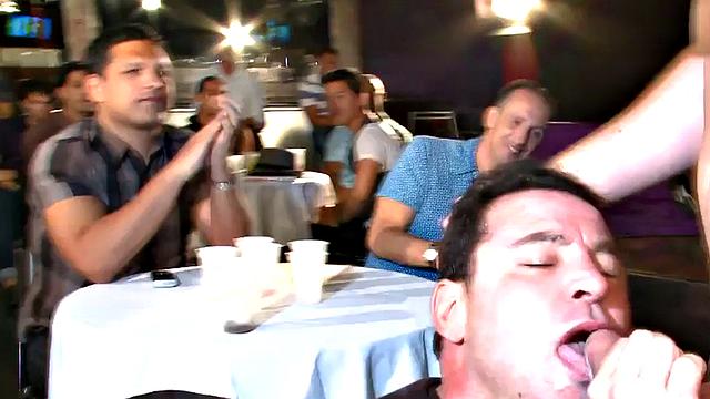 Amateur stripper sucked in public