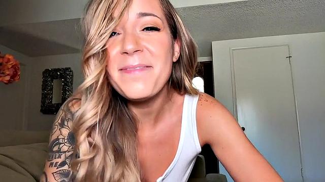 POV stepteen sucks dick and rubs pussy during POV sex