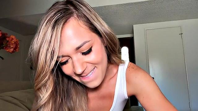 POV stepteen sucks dick and rubs pussy during POV sex