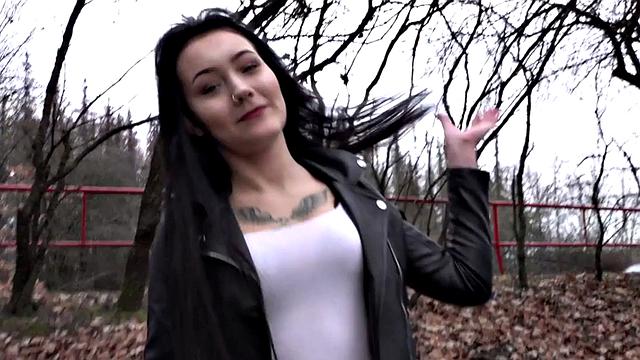 Tricked amateur throatfucked outdoor by agent POV