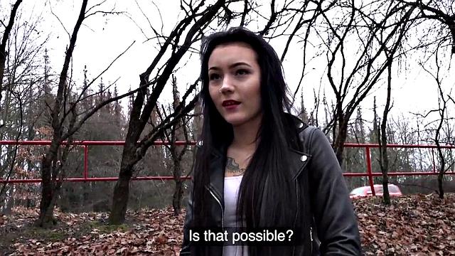 Tricked amateur throatfucked outdoor by agent POV