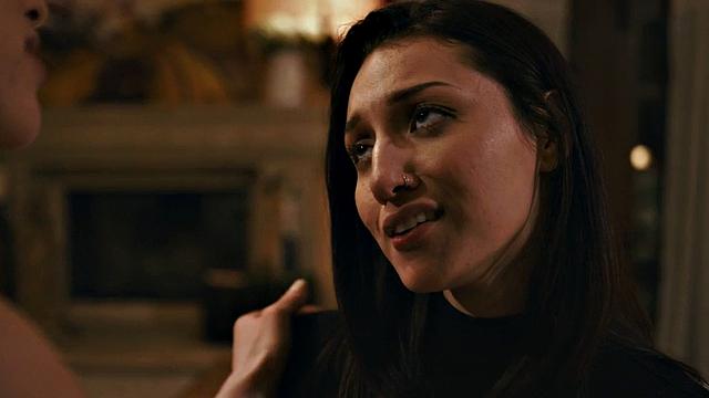 Sexy brunette and her tiny tits get rimmed in sapphic sex after 69 pose