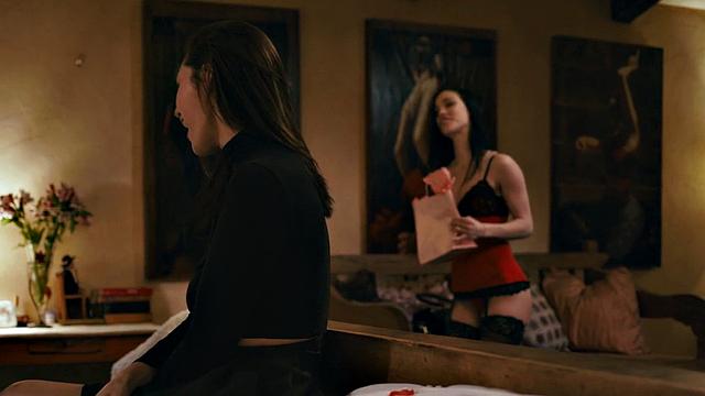 Sexy brunette and her tiny tits get rimmed in sapphic sex after 69 pose