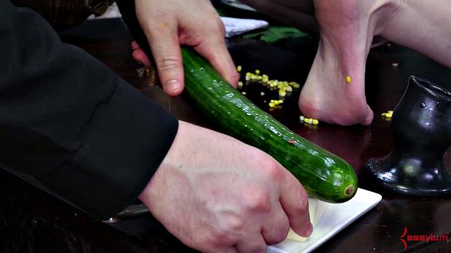 Submissive teen gets butt fucked after feast