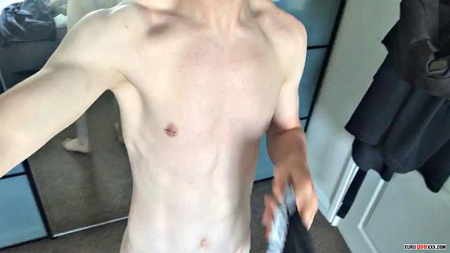 Athletic Guy Drains His Uncut Cock - Alexander Light