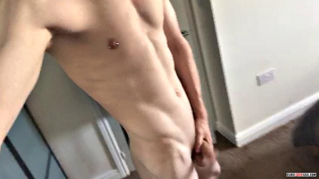 Athletic Guy Drains His Uncut Cock - Alexander Light
