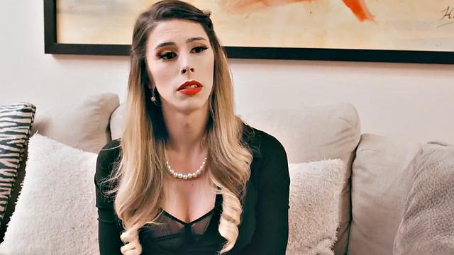 Elegant Shemale with big boobs fucks lady with hairy pussy