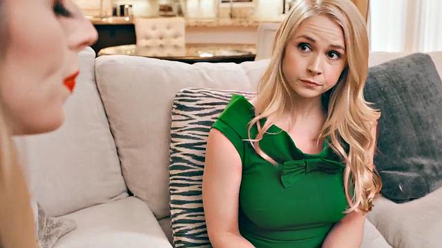 Elegant Shemale with big boobs fucks lady with hairy pussy