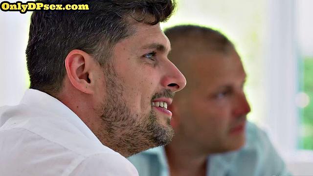 Double penetrated blonde bimbo