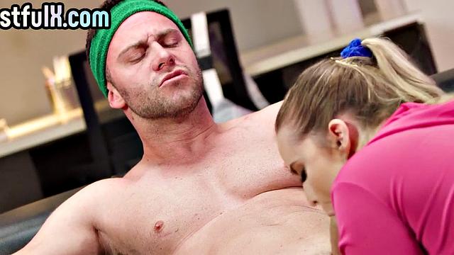 Big-titted sluts pounded in trio after throating