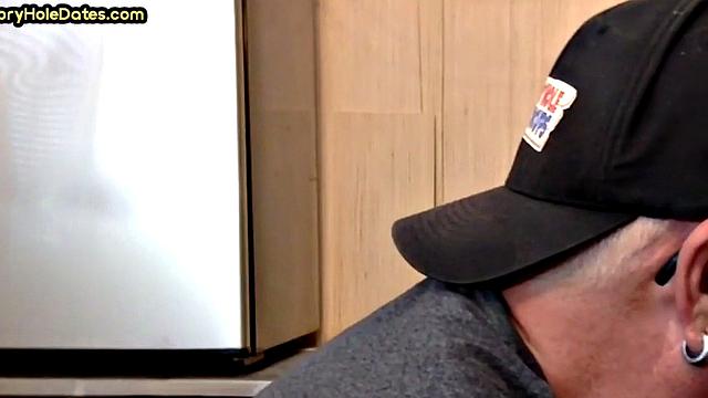 Gloryhole DILF gets fucked in ass after closeup BJ