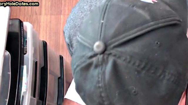 Gloryhole DILF gets fucked in ass after closeup BJ