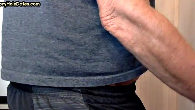 Gloryhole DILF gets fucked in ass after closeup BJ