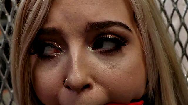 Gaping mouthgagged lesbo learns discipline from lezdom