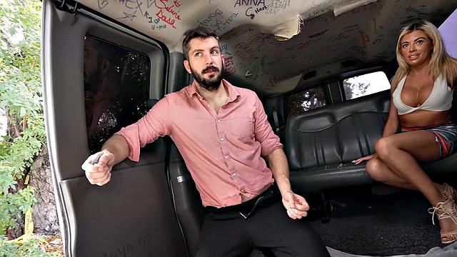 Picked up guy fucks gay ass in public van outdoors
