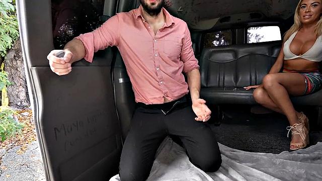 Picked up guy fucks gay ass in public van outdoors
