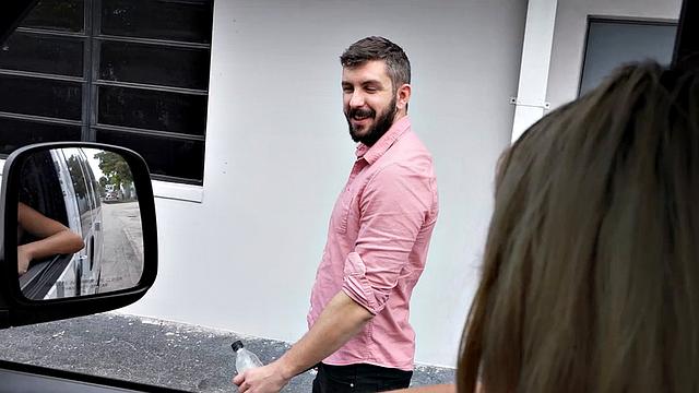 Picked up guy fucks gay ass in public van outdoors