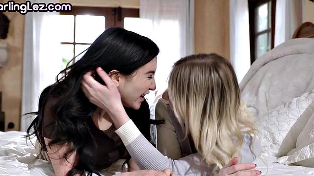 Hairy bush lesbian eaten out by BFF