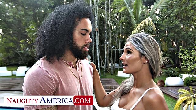 Busty blonde Mandy Rhea fucks friend's boyfriend's big cock on vacation