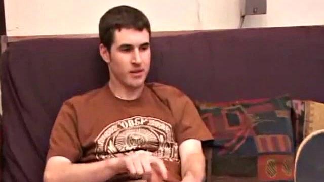 Brian Barrett pulls out his dick and starts stroking. Soon a large anal sex toy approaches from off camera and penetrates Brian's hole. After inserting a second dildo, Brian blows his load.