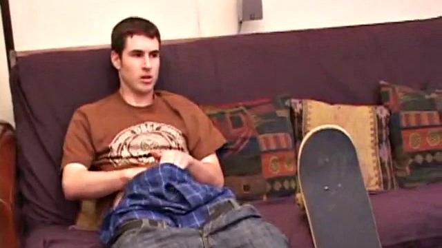 Brian Barrett pulls out his dick and starts stroking. Soon a large anal sex toy approaches from off camera and penetrates Brian's hole. After inserting a second dildo, Brian blows his load.