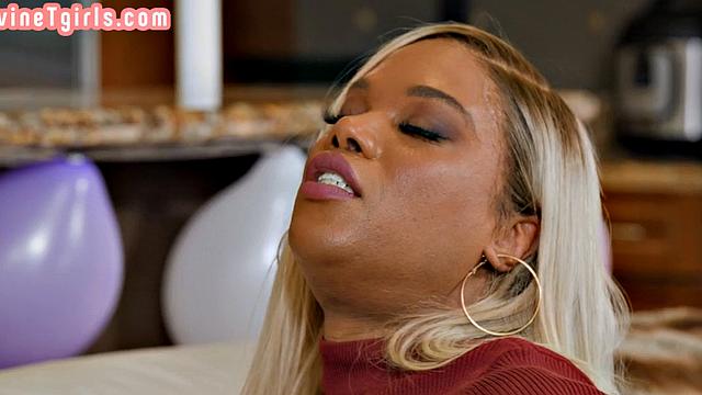 Divine ebony Tgirl assbanged in tight asshole