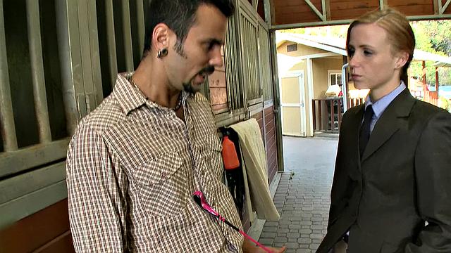 Hairy pussy slave gets barebacked outdoors with gloves & femdom mistress