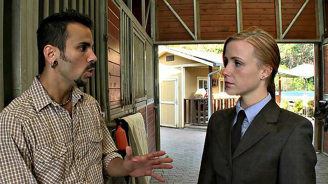 Hairy pussy slave gets barebacked outdoors with gloves & femdom mistress