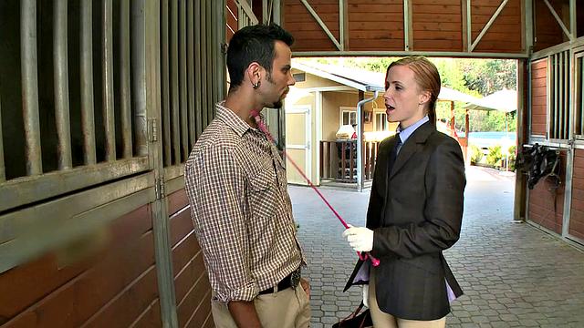 Hairy pussy slave gets barebacked outdoors with gloves & femdom mistress