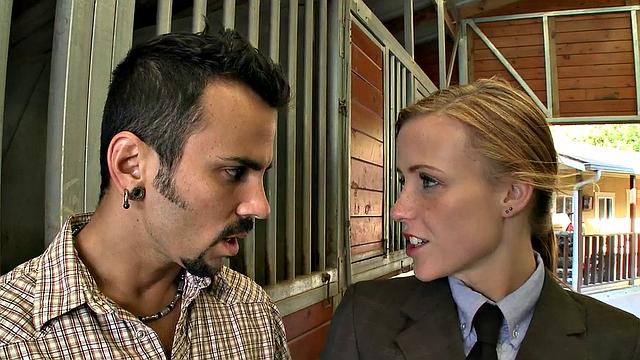 Hairy pussy slave gets barebacked outdoors with gloves & femdom mistress