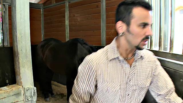 Hairy pussy slave gets barebacked outdoors with gloves & femdom mistress