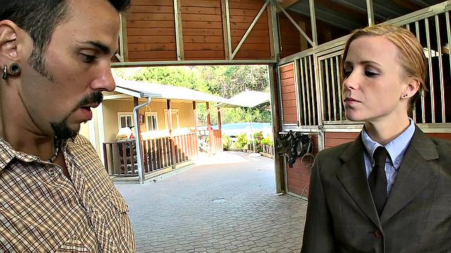 Hairy pussy slave gets barebacked outdoors with gloves & femdom mistress