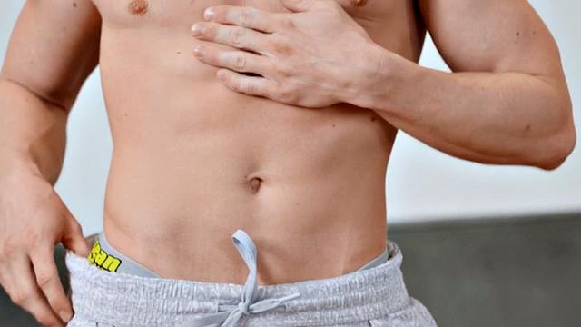 Eager handsome solo jock wanks his hard cock and cums