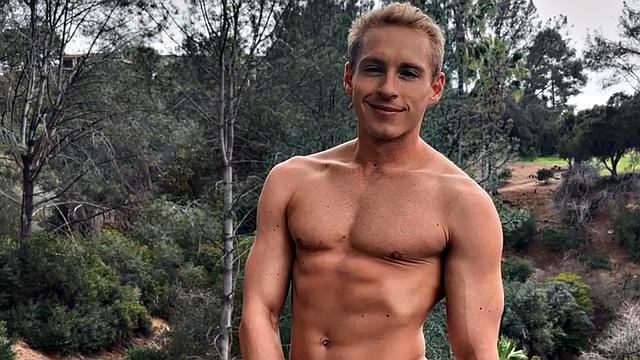 Eager handsome solo jock wanks his hard cock and cums