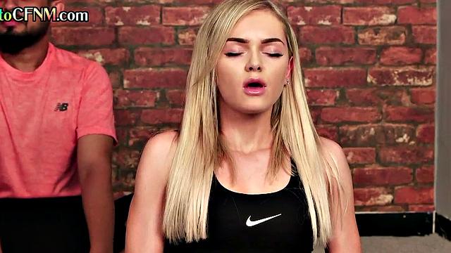 Sportive CFNM group jerk circle