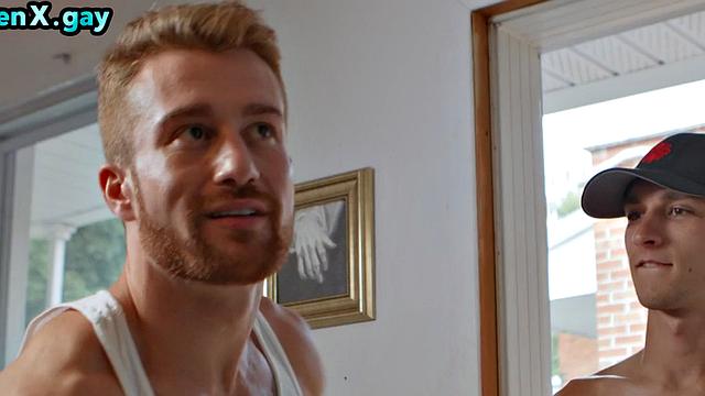 Manly jock barebacked by twinks after cocksucking