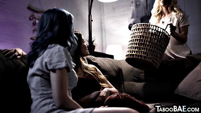 Gorgeous blonde lez licking her GF