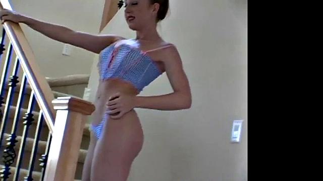 Blonde Amber showing tits and ass Photoshoot
