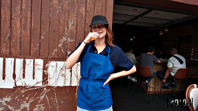 Waitress Breaks for Big Sub