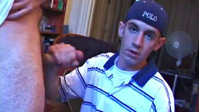 The boys are watching some porn, when Apollo leans over to give Tag some. Tag strokes Apollo, and it looks like this straight boy wants to give him some.