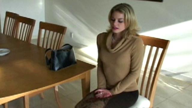 Stunning stocking tease while masturbating with GF