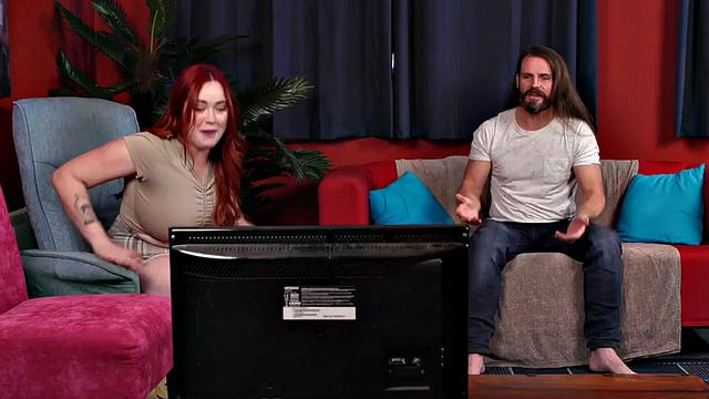 CFNM British BJ babe sucks cock in group with HJ females