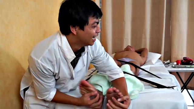 Rave just assumed that his doctor's name Dr. Tickles was just a peculiar name. But little did he know that his kinky doctor also has a peculiar method of treating his young Asian twink patients. He uses tickle therapy to cure them of their ailment.