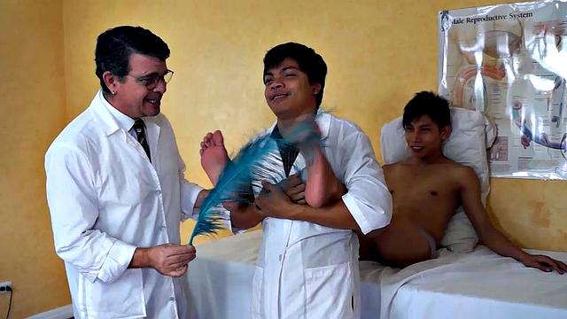 Rave just assumed that his doctor's name Dr. Tickles was just a peculiar name. But little did he know that his kinky doctor also has a peculiar method of treating his young Asian twink patients. He uses tickle therapy to cure them of their ailment.