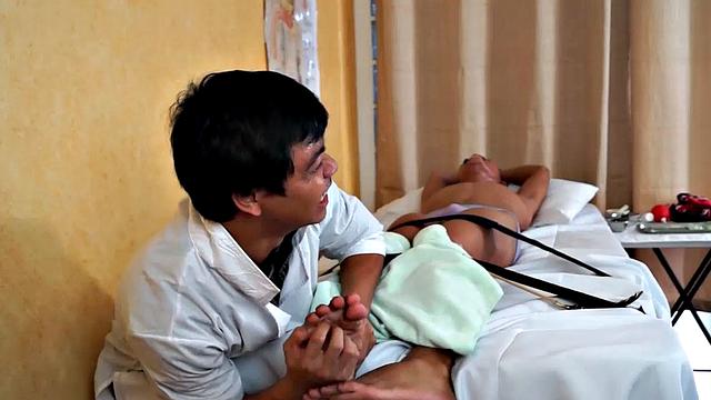 Rave just assumed that his doctor's name Dr. Tickles was just a peculiar name. But little did he know that his kinky doctor also has a peculiar method of treating his young Asian twink patients. He uses tickle therapy to cure them of their ailment.