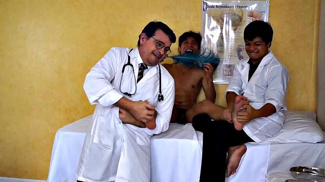 Rave just assumed that his doctor's name Dr. Tickles was just a peculiar name. But little did he know that his kinky doctor also has a peculiar method of treating his young Asian twink patients. He uses tickle therapy to cure them of their ailment.