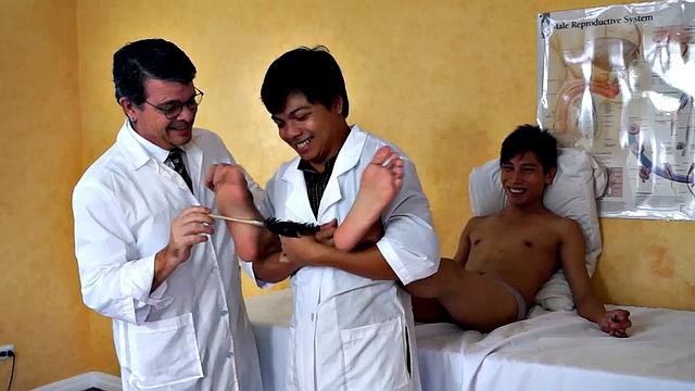 Rave just assumed that his doctor's name Dr. Tickles was just a peculiar name. But little did he know that his kinky doctor also has a peculiar method of treating his young Asian twink patients. He uses tickle therapy to cure them of their ailment.