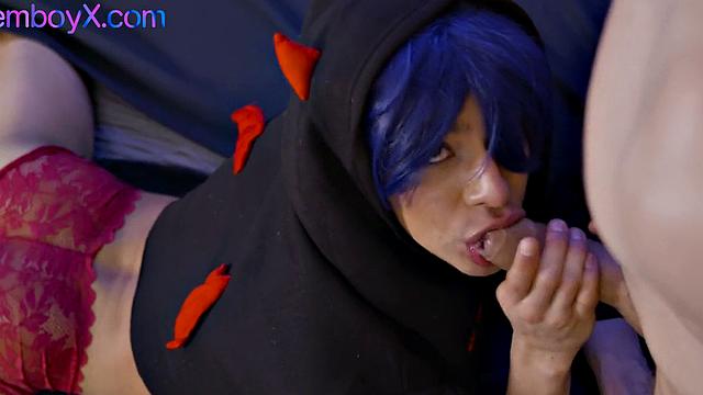 Ticked lavenderboy with blue wig fucked in 21yo ass